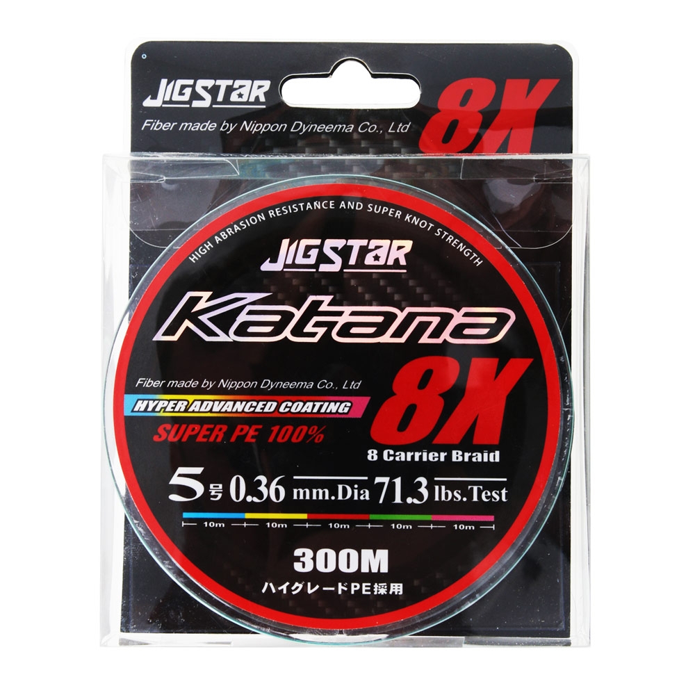 Jig Star Katana X8 Multi-Colour Japanese Braid PE5 71.3lb 300m