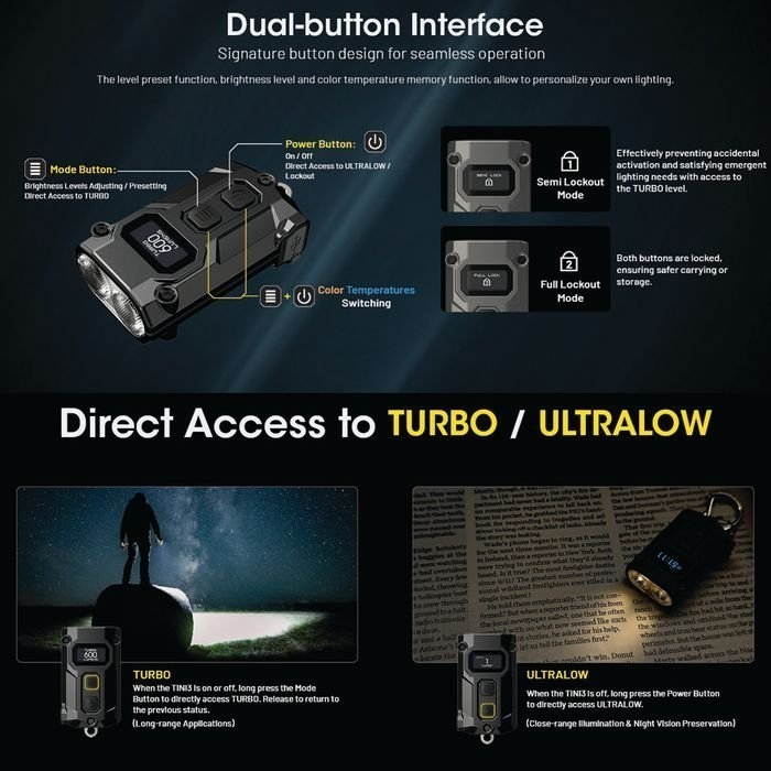 NITECORE USB-C Rechargeable Keychain Flashlight 600 Lumen