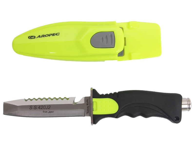 Aropec Jade Stainless Dive Knife with Sheath Yellow 11cm