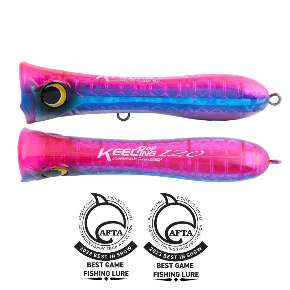 Ocean's Legacy Keeling Pop Popper Lure 140mm Blue Pink Silver