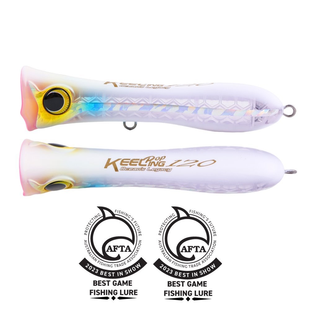 Ocean's Legacy Keeling Pop Popper Lure 140mm Crystal Lumo Bait