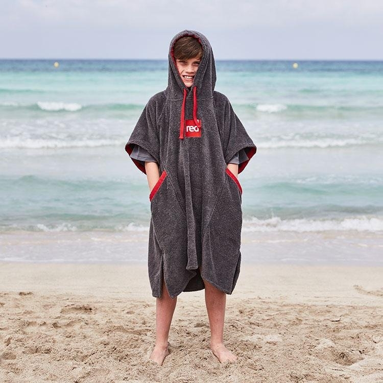 Red Original Luxury Kids Towel Robe Poncho Grey Small