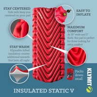 Klymit Insulated Static V Luxe Inflatable Camping Sleeping Mat Red Thumbnail Klymit Insulated Static V Luxe Inflatable Camping Sleeping Mat Red