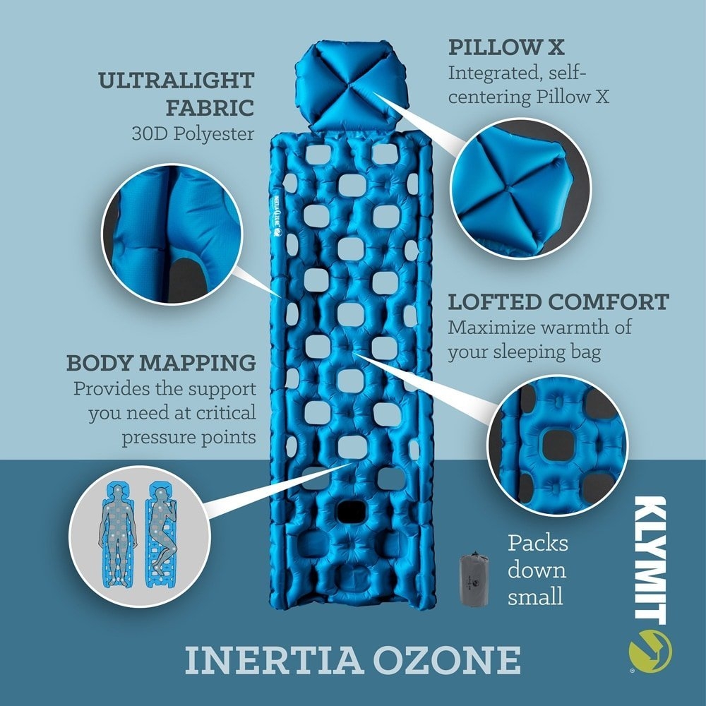 Klymit Inertia Ozone Inflatable Camping Sleeping Mat Blue