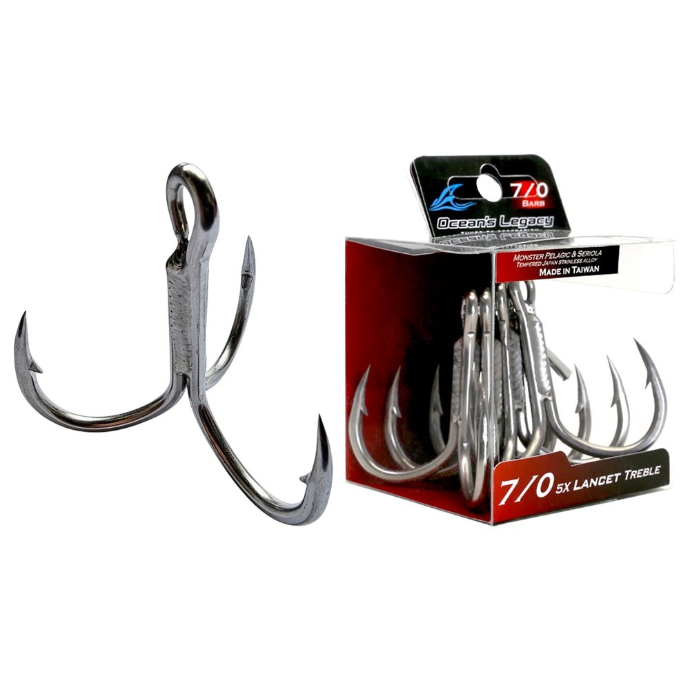 Ocean's Legacy Lancet Heavy Treble Hooks 7/0 Qty 4
