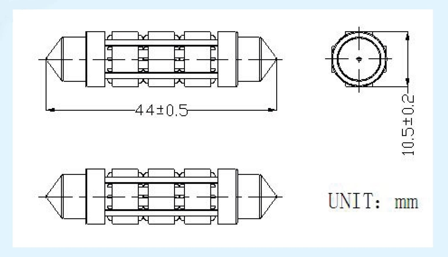 LED Festoon Bulb Cool White 44mm 100LM 12VDC