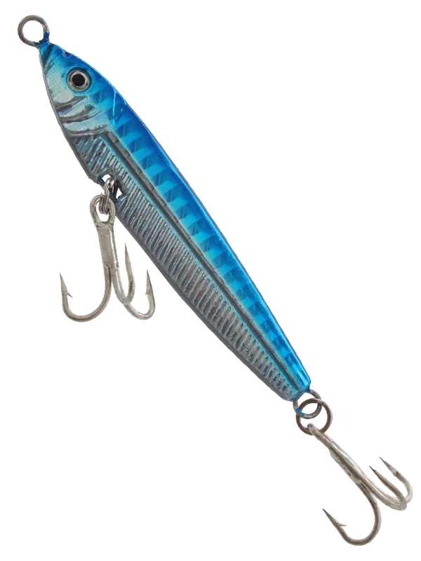 Blue Silver Micro Jig with Twin Treble Hooks 40g