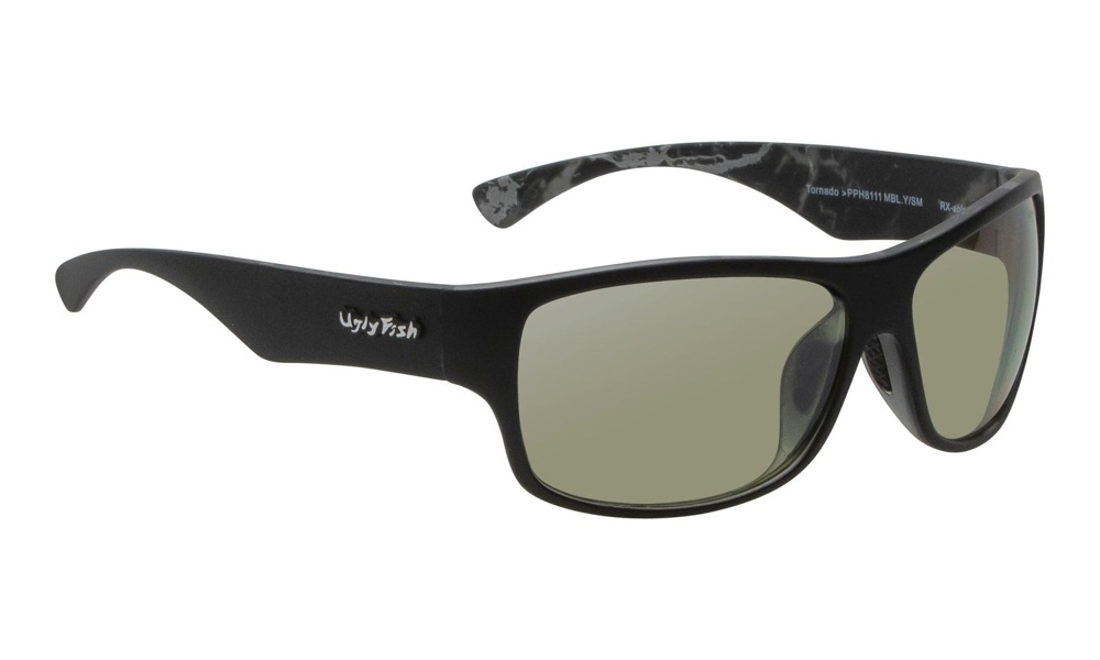 Ugly Fish Tornado PPH8111 Polarised Sunglasses Matte Black Frame Yellow/Smoke Photochromic Lens