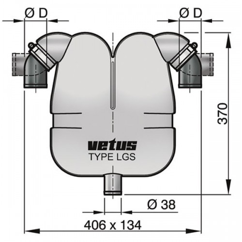 VETUS Exhaust Gas Separator with Rotating Connections and Drain