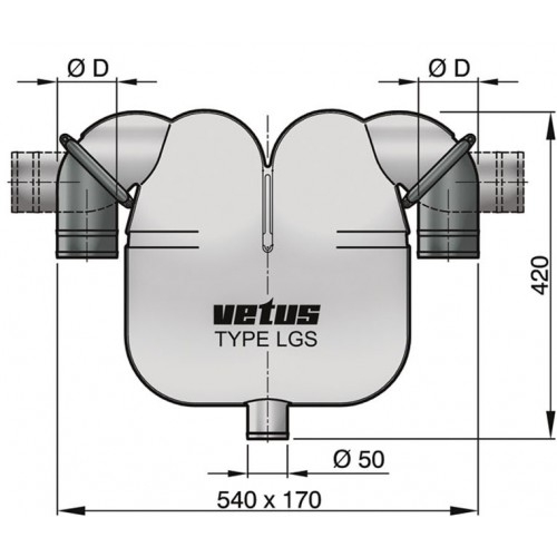 VETUS Exhaust Gas Separator with Rotating Connections and Drain
