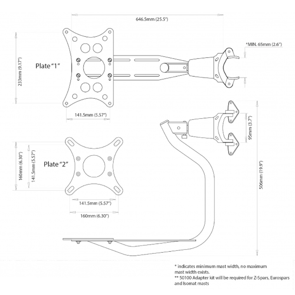 Scanstrut LMM-1 Self Levelling Mast Radar Mount