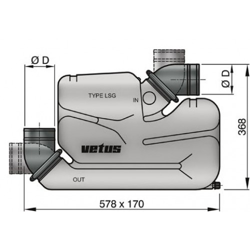 VETUS Type LSG Waterlock for Long Exhaust Systems