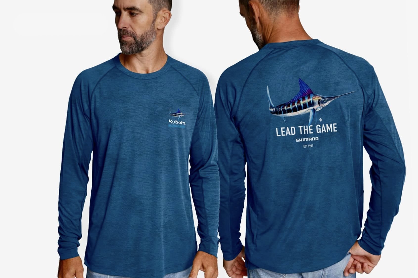 Shimano Kubota Billfish Classic Lead The Game Mens Long Sleeve Shirt Blue