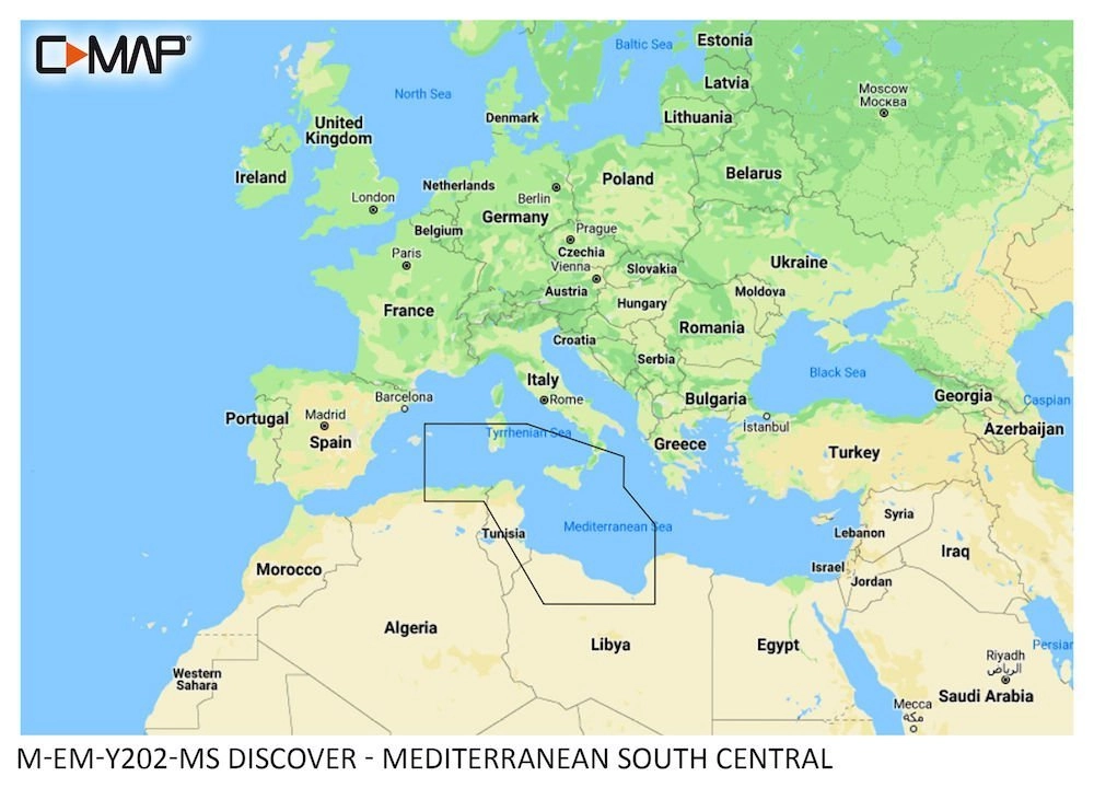 C-MAP DISCOVER M-EM-Y202-MS Chart Card Mediterranean South Central C-MAP DISCOVER M-EM-Y202-MS Chart Card Mediterranean South Central
