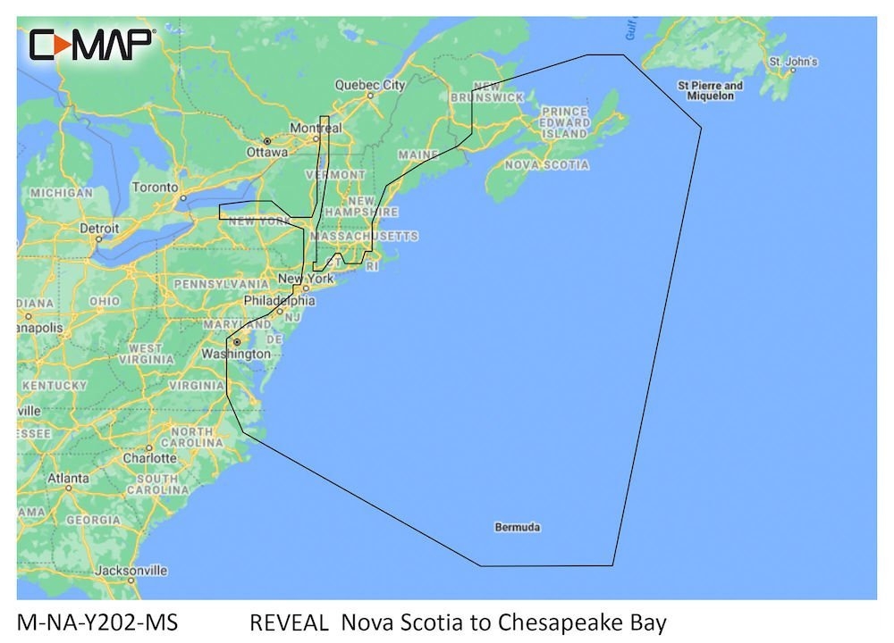C-MAP REVEAL M-NA-Y202-MS Chart Card Nova Scotia to Chesapeake Bay