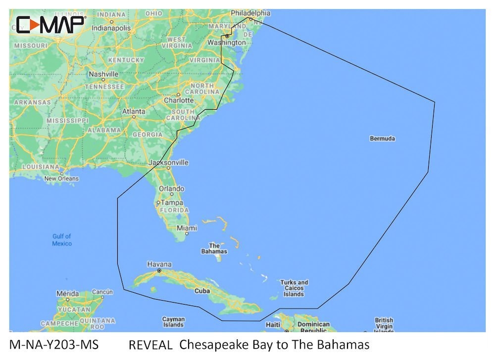 C-MAP REVEAL M-NA-Y203-MS Chart Card Chesapeake Bay to The Bahamas
