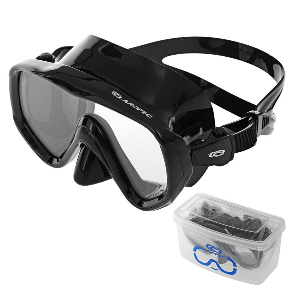 Aropec Big Vision Double Silicone Adult Dive Mask Black