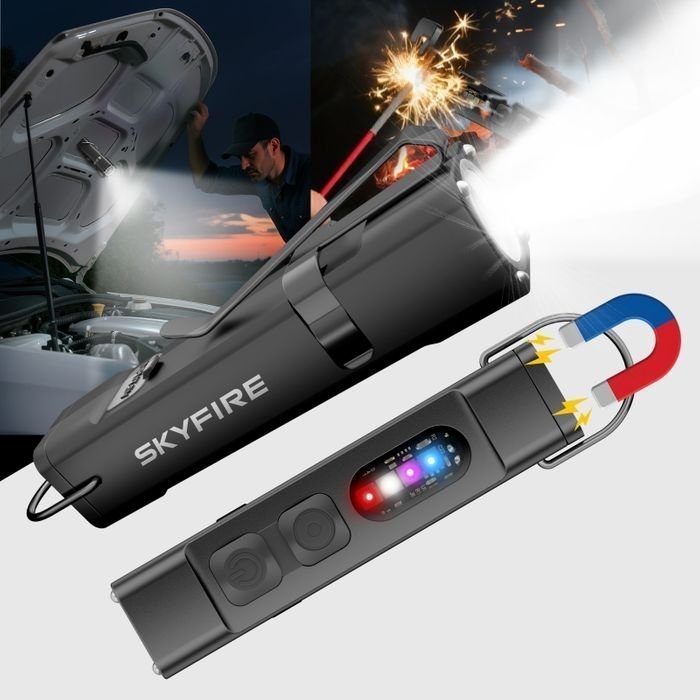 SKYFIRE 2178 Mini Rechargeable LED Torch with Side Light and Cigarette Lighter 112 Lumens