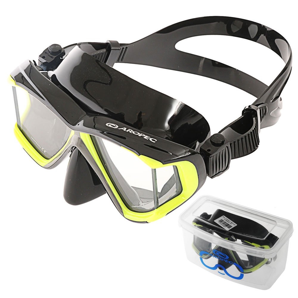 Aropec Admiral Panoramic Vision Dive Mask Black Neon Yellow