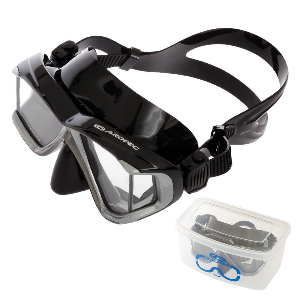 Aropec Admiral Panoramic Vision Dive Mask Black Silver