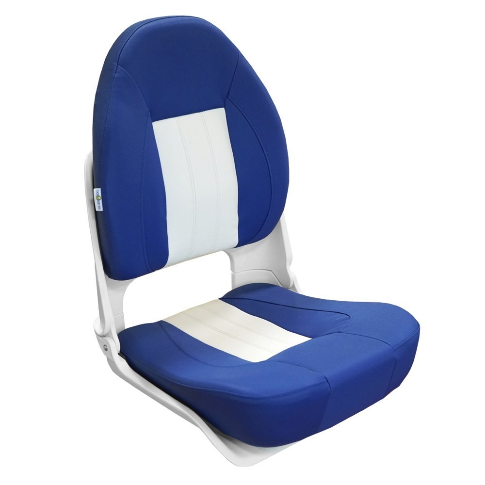 Oceansouth Skipper Deluxe High Back Folding Boat Seat Blue/White