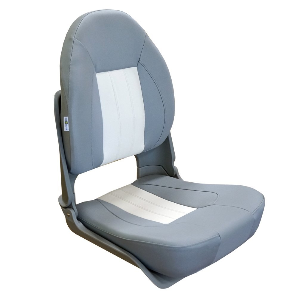 Oceansouth Skipper Deluxe High Back Folding Boat Seat Grey/White
