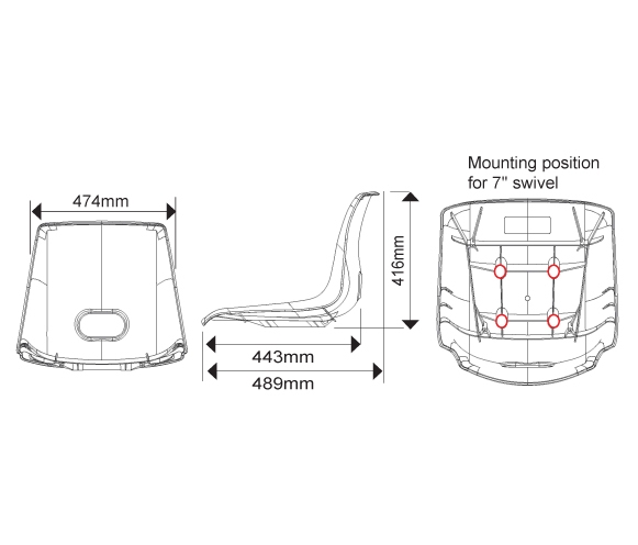 Oceansouth Upholstered C-Seat Grey/White