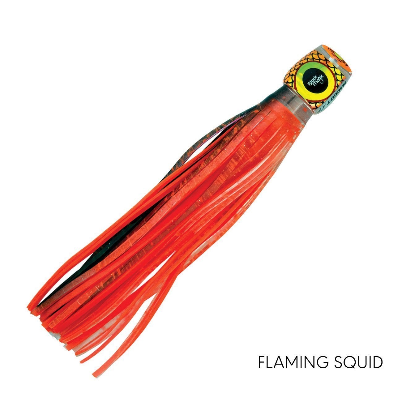 Black Magic Maggot XT Game Lure 200mm Wire Rigged Flaming Squid