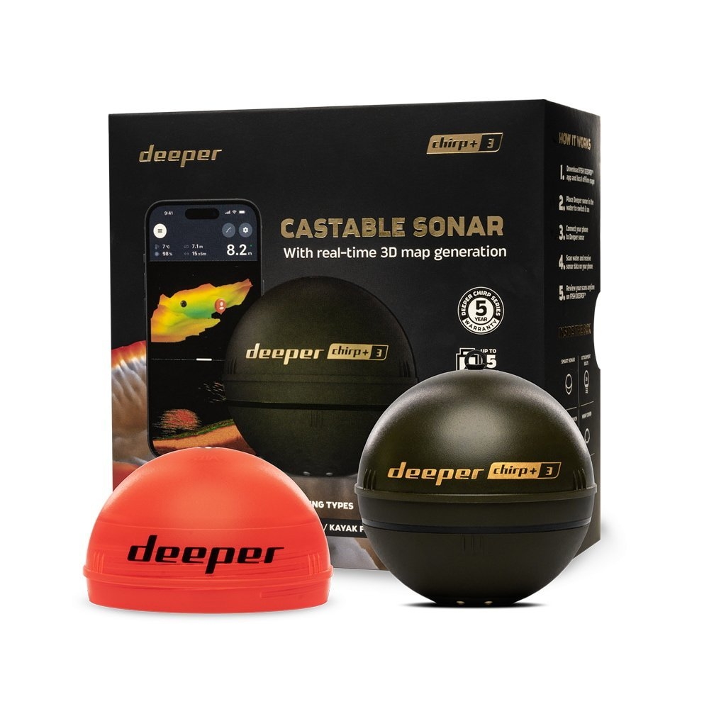 Deeper Smart Sonar CHIRP+ 3 Castable Fish Finder with Real-Time 3D Mapping