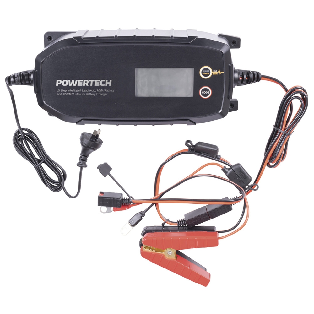 Powertech 10-Step Intelligent Lithium/Lead Acid Battery Charger 12/16/24VDC 26A