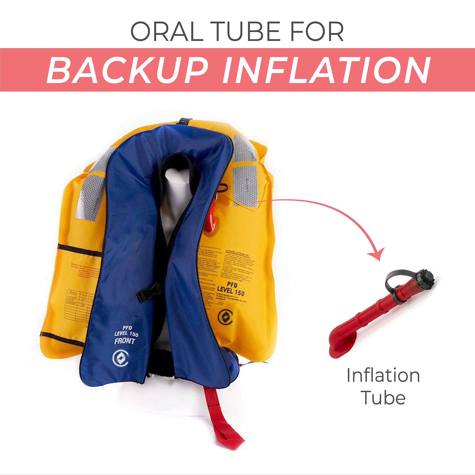 Menace 150N Manual Inflatable Life Jacket 40-130kg