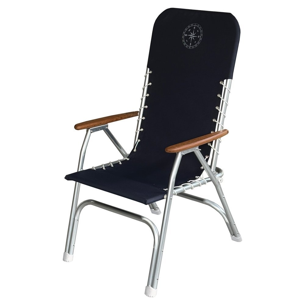 Oceansouth High Back Aluminium Deck Chair Navy Blue