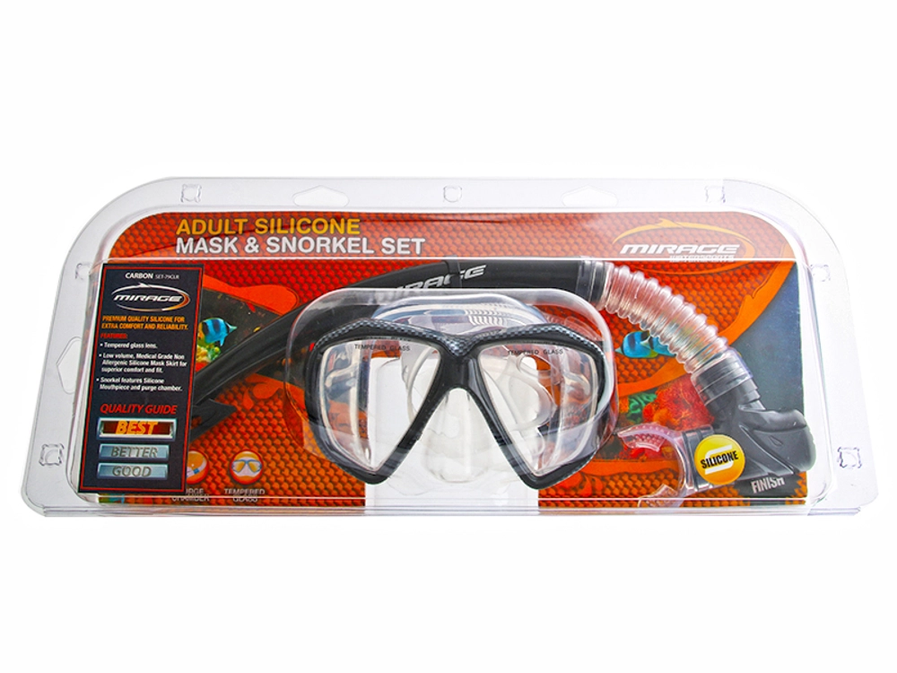 Mirage Carbon Adult Silicone Dive Mask and Snorkel Set Clear Mirage Carbon Adult Silicone Dive Mask and Snorkel Set Clear