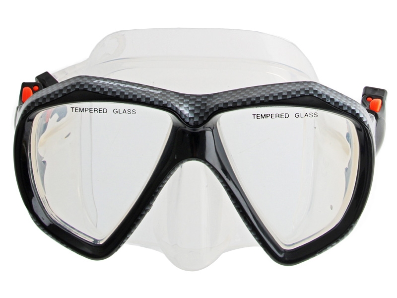 Mirage Carbon Adult Silicone Dive Mask and Snorkel Set Clear