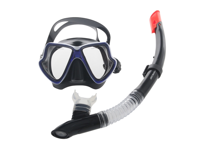 Mirage Pacific Adult Silicone Dive Mask and Snorkel Set Black/Blue