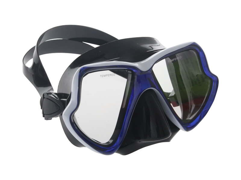 Mirage Pacific Adult Silicone Dive Mask and Snorkel Set Black/Blue