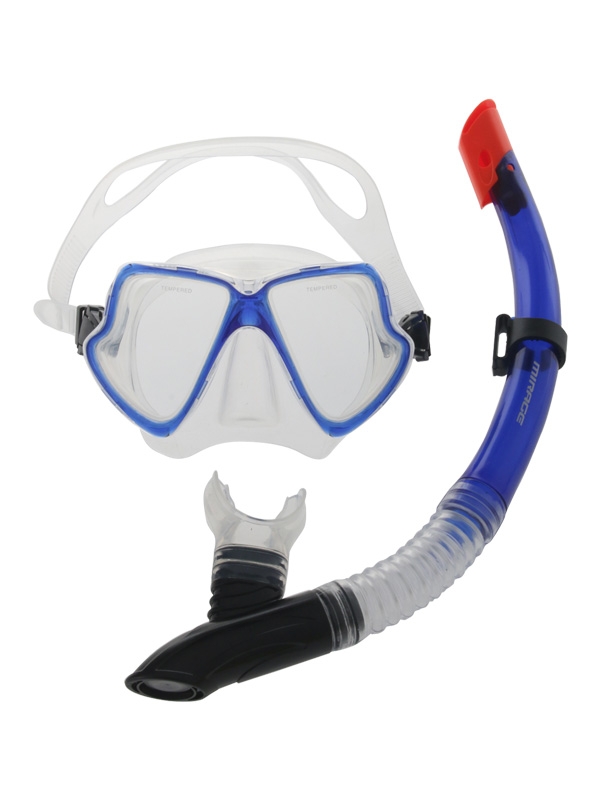 Mirage Pacific Adult Silicone Mask and Snorkel Set Blue/Clear