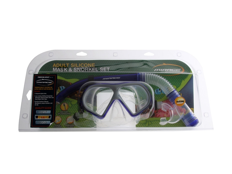 Mirage Freedom Silicone Dive Mask and Snorkel Set Dark Blue