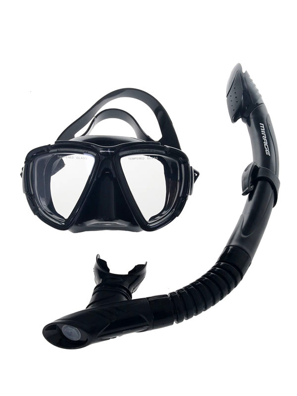 Mirage Rayzor Adult Mask Snorkel and Fins Set Black
