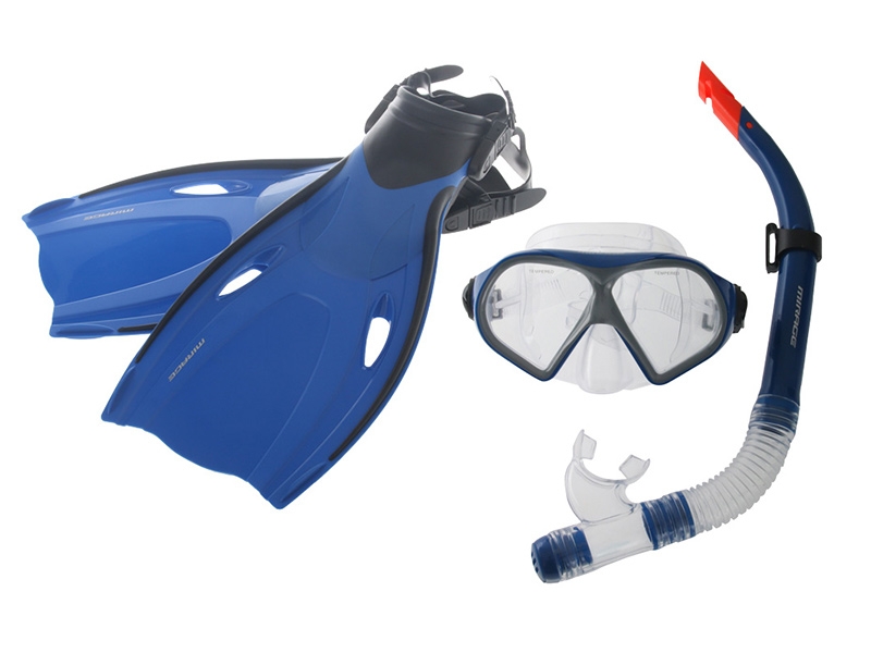 Mirage Mission Adult Dive Mask Snorkel and Fins Set Blue S/M