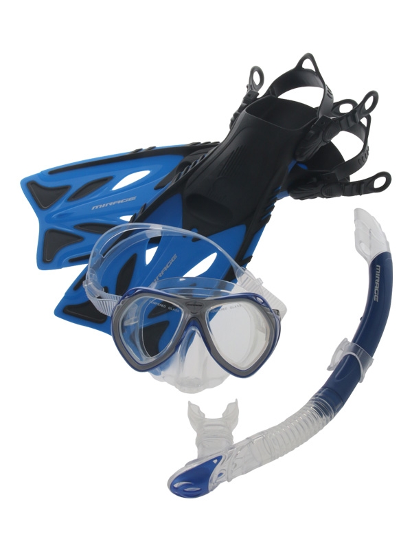 Mirage Crystal Junior Mask Snorkel and Fins Set Blue L/XL