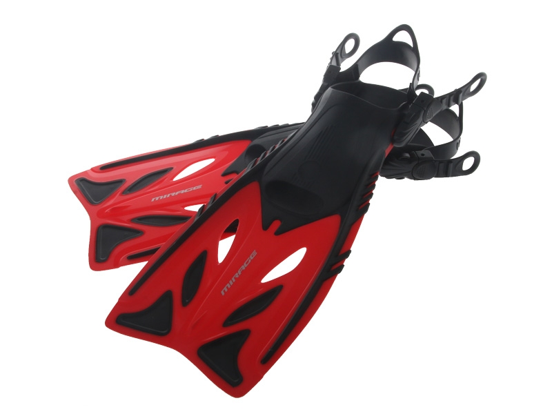 Mirage Crystal Junior Mask Snorkel and Fins Set Red L/XL