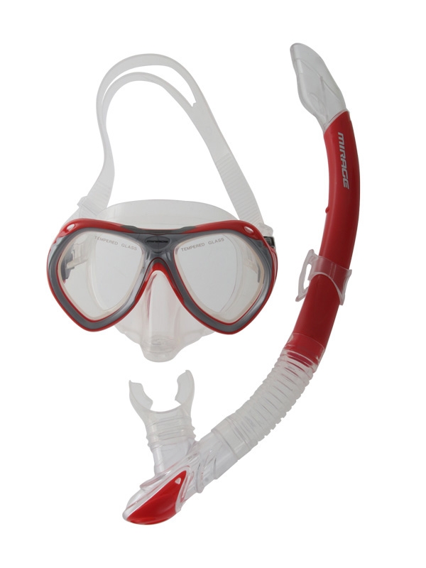 Mirage Crystal Junior Mask Snorkel and Fins Set Red S/M