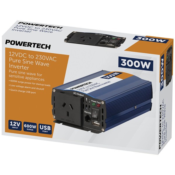 Powertech 12VDC to 240VAC Pure Sine Wave Inverter 300W