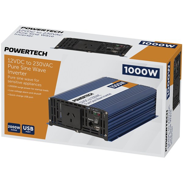 Powertech 12VDC to 240VAC Pure Sine Wave Inverter 1000W