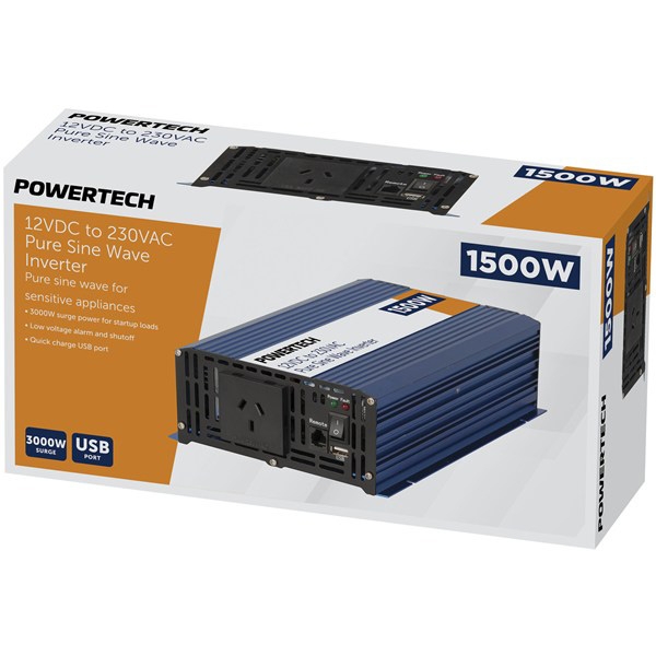 Powertech 12VDC to 240VAC Pure Sine Wave Inverter 1500W