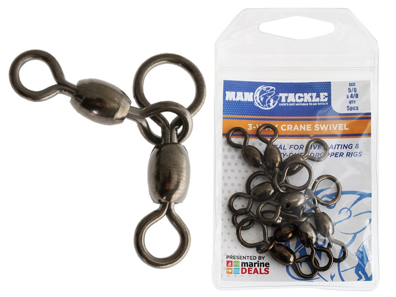 ManTackle 3-Way Crane Swivel Qty 5 5/0 x 4/0