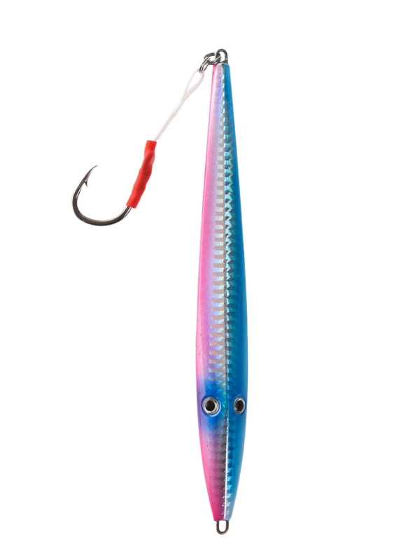 ManTackle Kingy Long Jig with Assist Hook 150g Blue/Pink Mackerel Glow