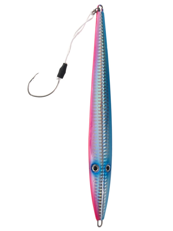 ManTackle Kingy Long Jig with Assist Hook 280g Blue/Pink Mackerel Glow
