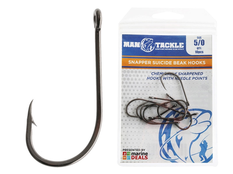 ManTackle Snapper Suicide Beak Hooks Size 5/0 Qty 10